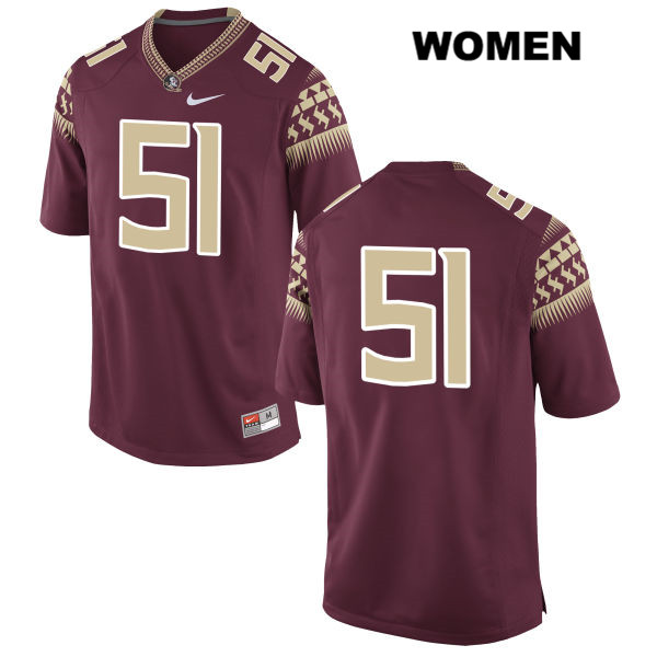 Women's NCAA Nike Florida State Seminoles #51 Baveon Johnson College No Name Red Stitched Authentic Football Jersey ZWY7569JD